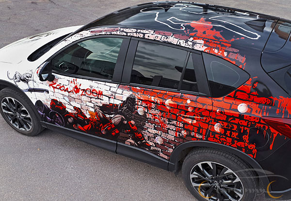DeadPool на Mazda, аэрография