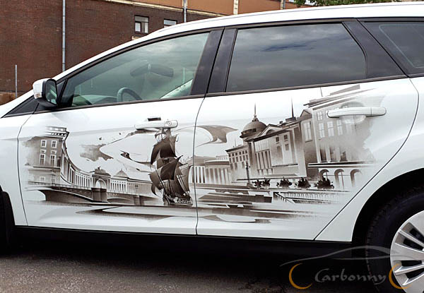 Рисунок на авто, Питер и парусник